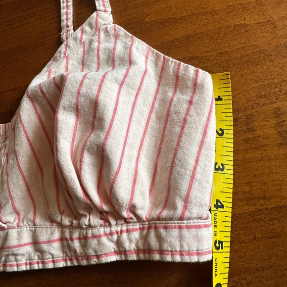 Only•v-neck pinstripe bralette top•women’s large•100% cotton•pink/cream•Old Navy - Picture 12 of 13